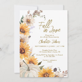 Fall In Love Sunflowers Pumpkin Boho Bridal Shower Inbjudningar