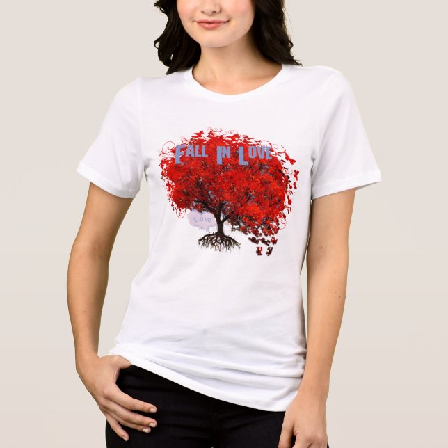 Fall In Love T-shirt Virvlar Grundpusselbitar (Framsida)