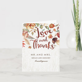 Fall in Love Tack Kort Blommig Höstbröllop