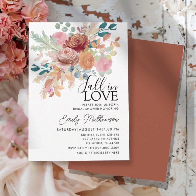 Fall In Love Terracotta & Blush bridal Shower Inbjudningar (Skapare uppladdad)