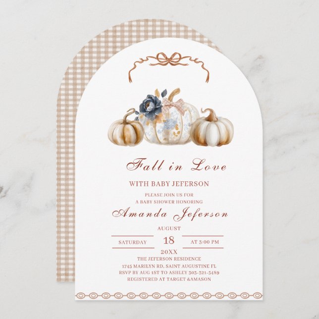 Fall in Love Watercolor Baby Shower  Inbjudningar (Fram/baksida)