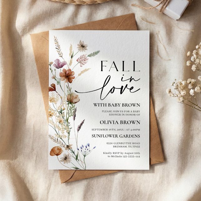 Fall in Love Wildflower Baby Shower Inbjudan  (Skapare uppladdad)