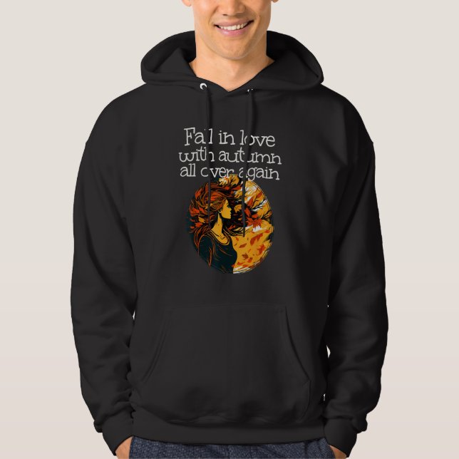 Fall in love with autumn Girl all over again Hoodie (Framsida)