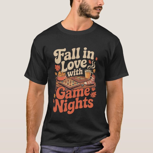 Fall in Love with Game Nights Autumn Board Game Vi T Shirt (Framsida)