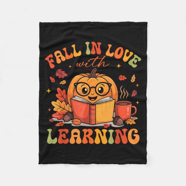 Fall In Love With Learning Autum Thanksgiving Teac Fleecefilt (Framsidan)