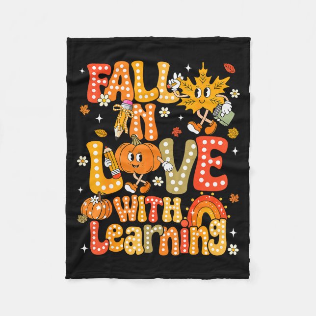 Fall In Love With Learning Autumn Thanksgiving Pum Fleecefilt (Framsidan)