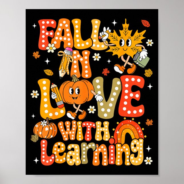 Fall In Love With Learning Autumn Thanksgiving Pum Poster (Framsidan)