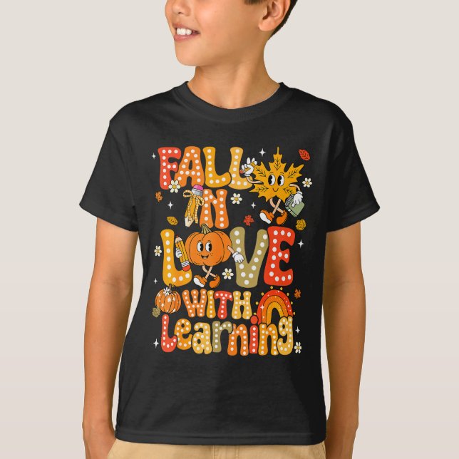 Fall In Love With Learning Autumn Thanksgiving Pum T Shirt (Framsida)