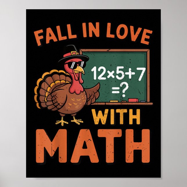 Fall In Love With Math 67 Turkey Math Teacher Than Poster (Framsidan)