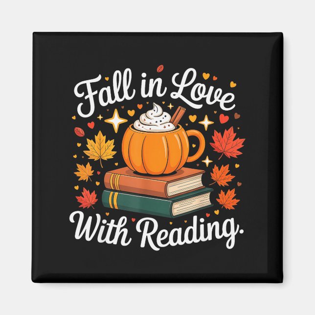 Fall In Love With Reading Autumn Pumpkin Mug Book  Magnet (Framsidan)