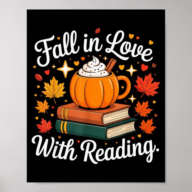 Fall In Love With Reading Autumn Pumpkin Mug Book  Poster (Framsidan)