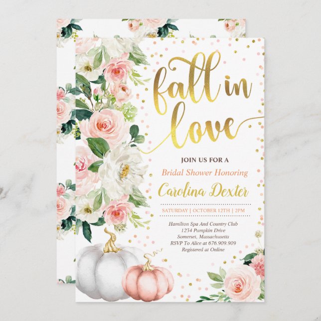 Fall Inbjudningskort för möhippan faller i Kärlek  (Fram/baksida)