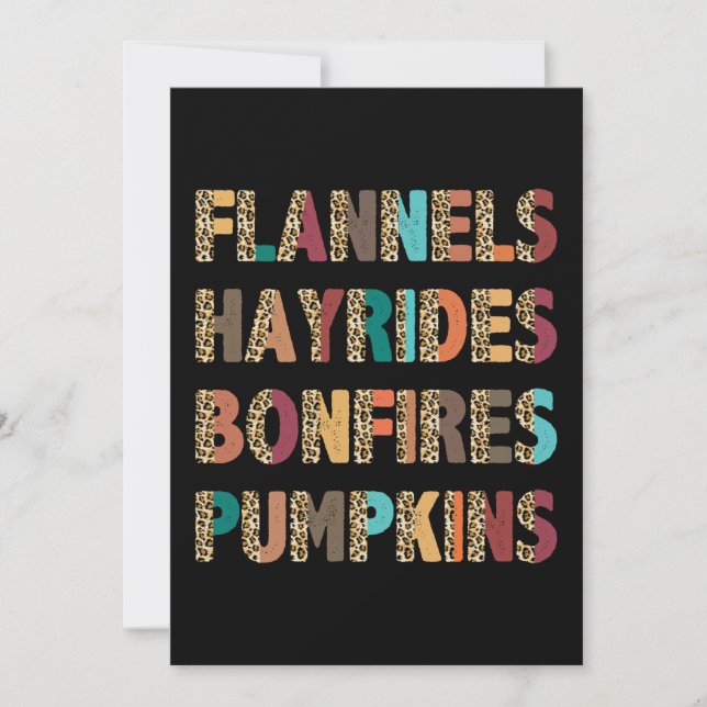 Fall Inspired Flannels Hayrides Bonfire Pumpkins Inbjudningar (Framsida)