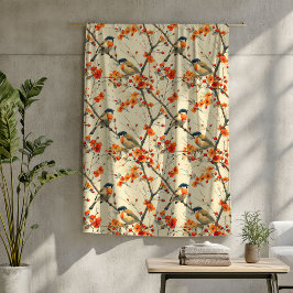 Fall-inspirerad Blanket med fåglar och vilda blomm Fleecefilt