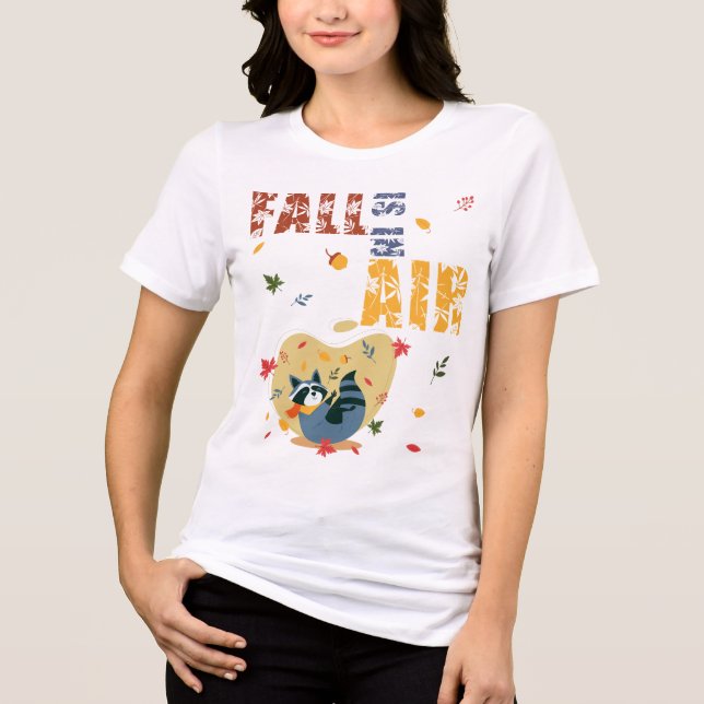 Fall Is in The Air Raccoon Autumn T Shirt (Framsida)