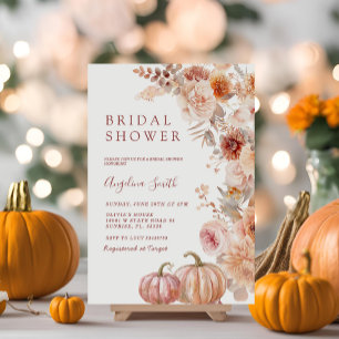 Fall Ivory Beige Flower Pumpkin Möhippa Inbjudningar