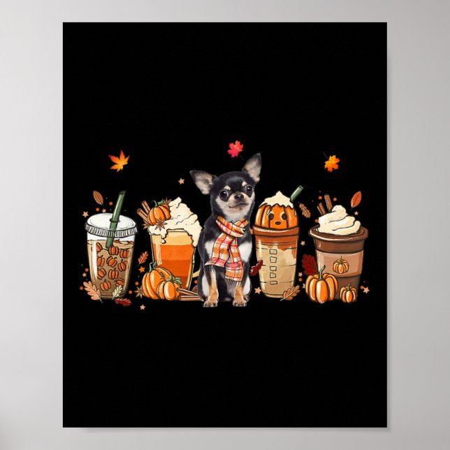 Fall kaffe Pumpkin Spice Latte Iced Autumn Chihua Poster (Framsidan)