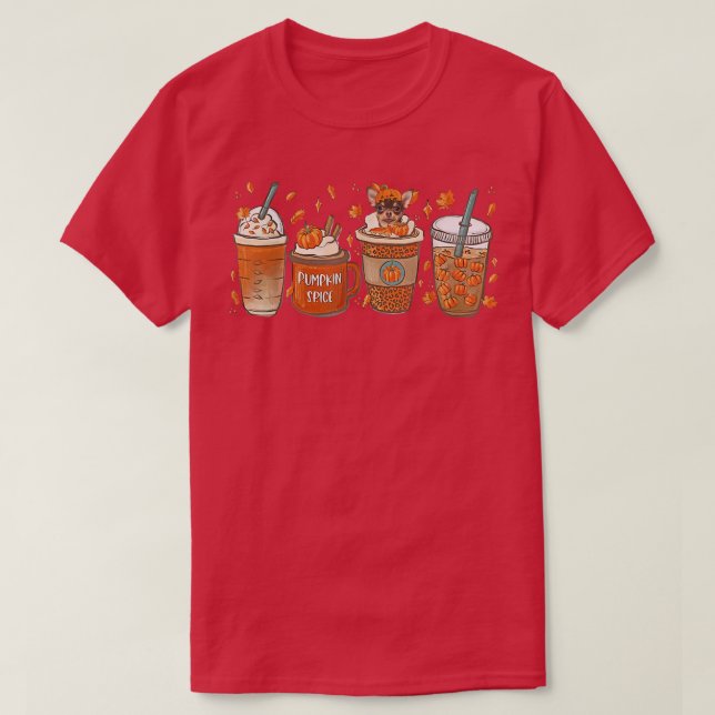 Fall kaffe Pumpkin Spice Latte Iced Autumn Chihua T Shirt (Design framsida)