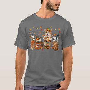Fall Kaffepumpkin Spice Latte Iced Autumn Corgi- T Shirt