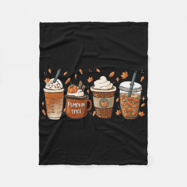 Fall Kaffepumpkin Spice Latte Iced Warm Mysigt Aut Fleecefilt (Framsidan)