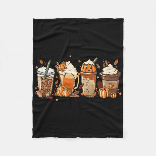 Fall Kaffepumpkin Spice Latte Iced Warm Mysigt Aut Fleecefilt (Framsidan)