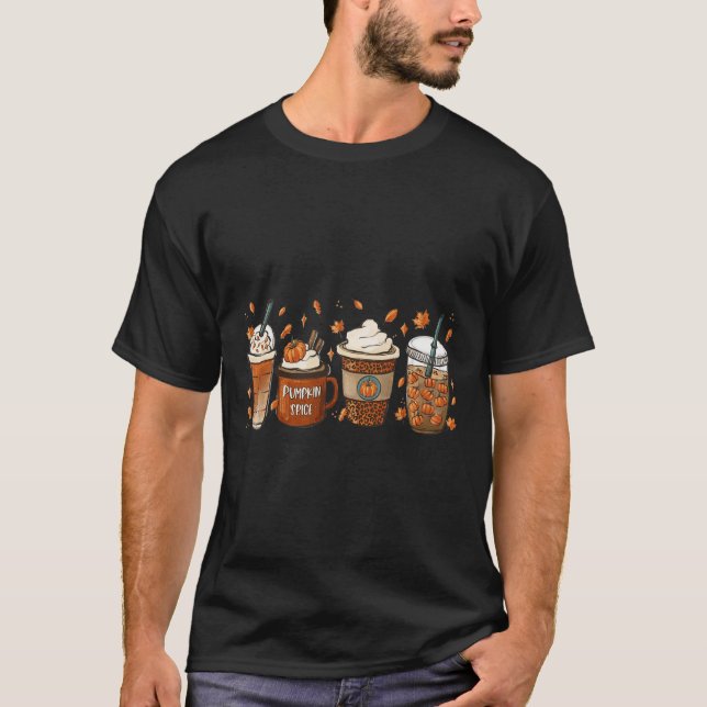 Fall Kaffepumpkin Spice Latte Iced Warm Mysigt Aut T Shirt (Framsida)