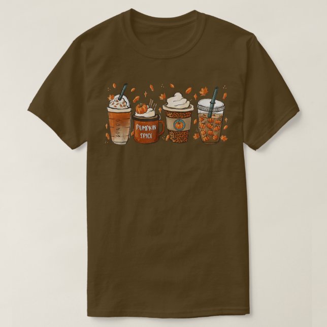 Fall Kaffepumpkin Spice Latte Iced Warm Mysigt Aut T Shirt (Design framsida)