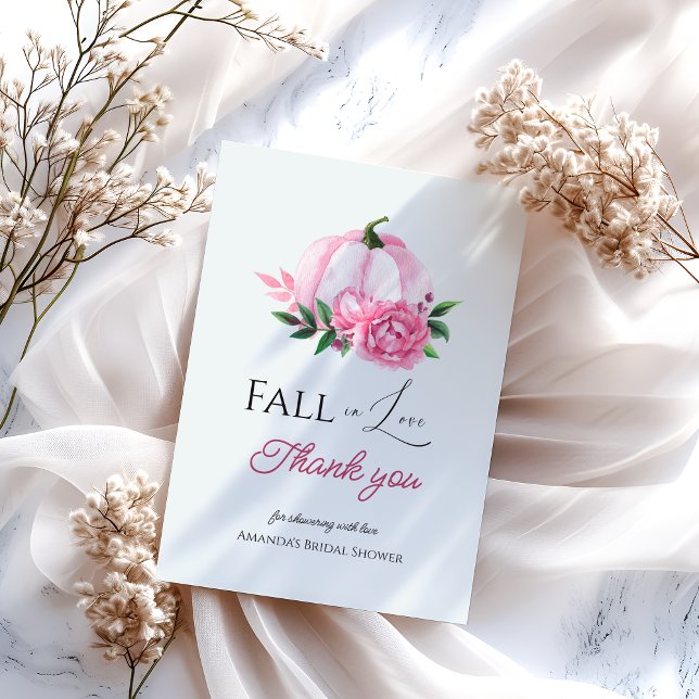 Fall Kärlek  Rosa Pumpkin Rustic Möhippa Tack Kort (Skapare uppladdad)