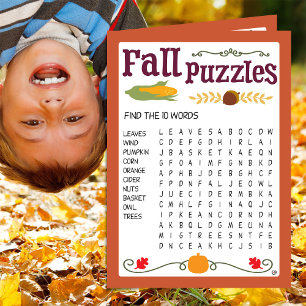 Fall Kids Puzzes Aktivitetskort Kort