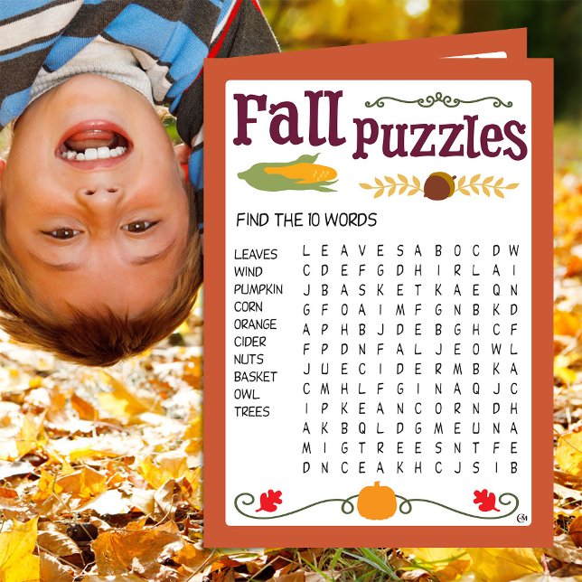 Fall Kids Puzzes Aktivitetskort Kort (Skapare uppladdad)
