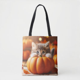 Fall Kitten Tote Bag Tygkasse