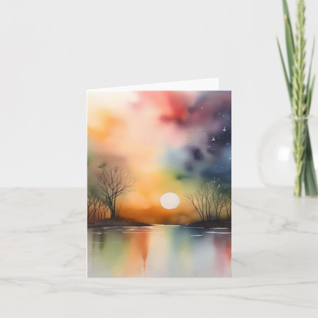 Fall kväll scen C - vattenfärger och penna Helgkort (Framsida)