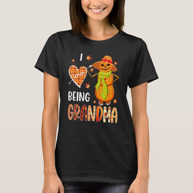 Fall Leaf Grandma Pumpkin Snowman Thanksgiving Aut T Shirt (Framsida)