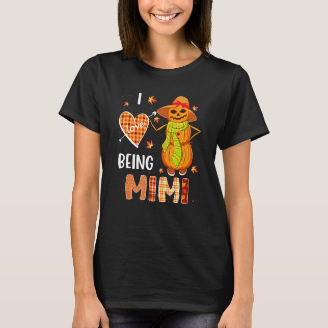 Fall Leaf Mimi Pumpkin Snowman Thanksgiving Autumn T Shirt (Framsida)
