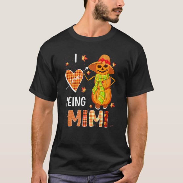 Fall Leaf Mimi Pumpkin Snowman Thanksgiving Autumn T Shirt (Framsida)