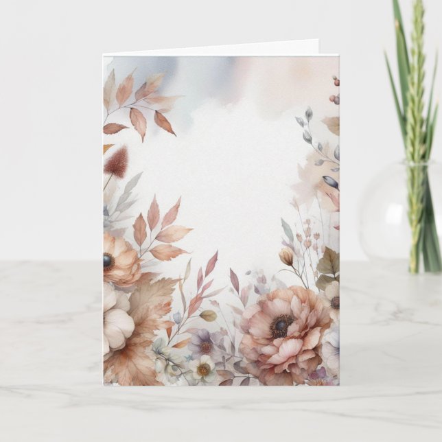 Fall leaves and flowers neutral earthy colors  kort (Framsida)