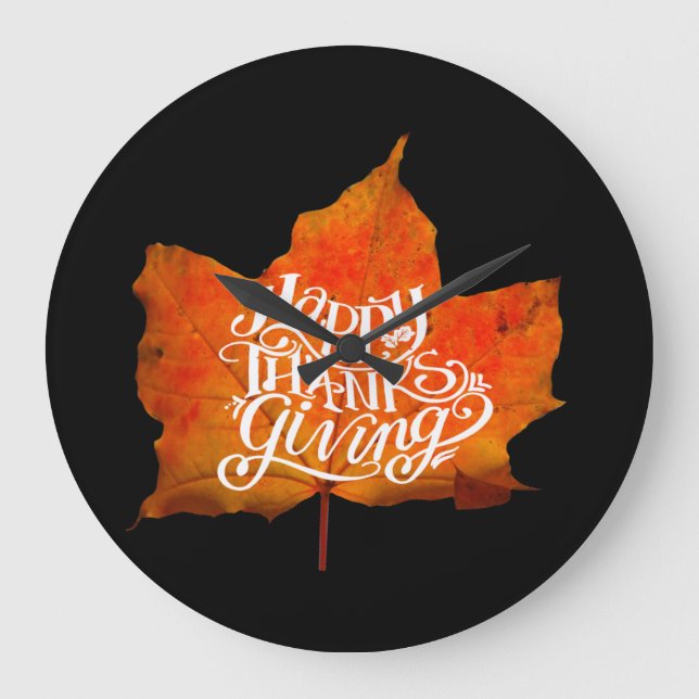 FALL LEAVES  HAPPY THANKSGIVING DAY STOR KLOCKA (Framsida)