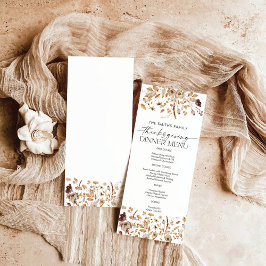 Fall Leaves Thanksgiving Dinner Flat Menu Meny