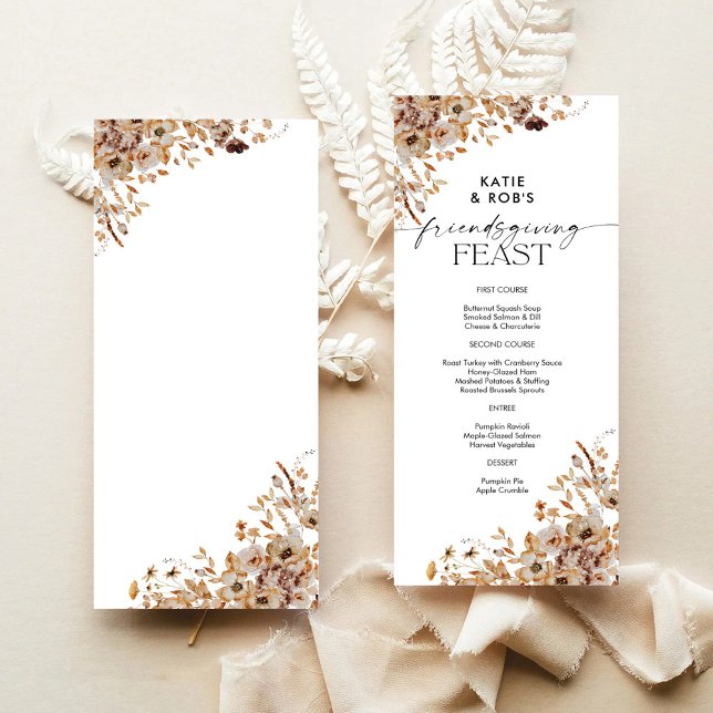 Fall Leaves Thanksgiving Dinner Flat Menu Meny (Skapare uppladdad)