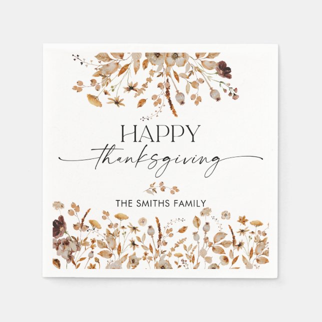 Fall Leaves Thanksgiving Dinner Paper Napkin Pappersservett (Framsidan)