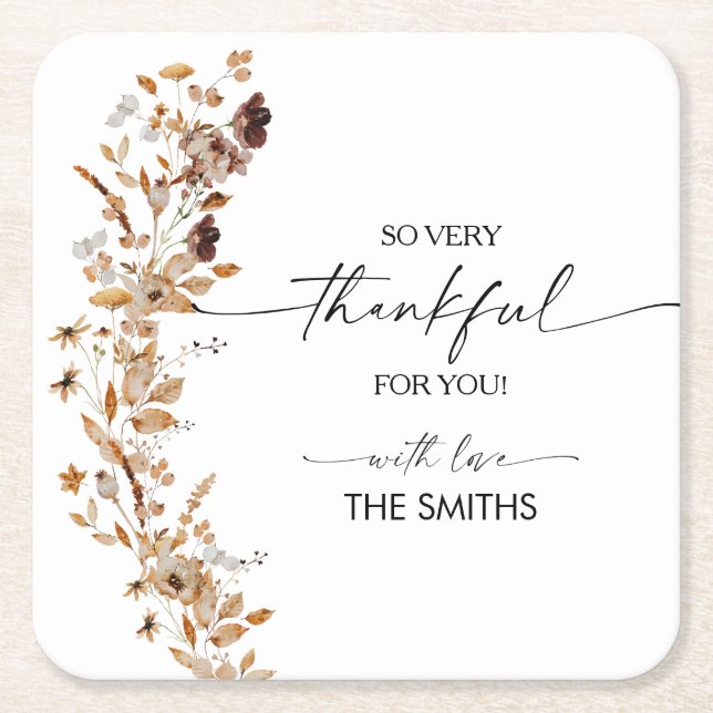  Fall Leaves Thanksgiving Dinner Underlägg Papper Kvadrat (Framsidan)