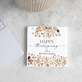 Fall Leaves Thanksgiving Dinner Underlägg Papper Kvadrat