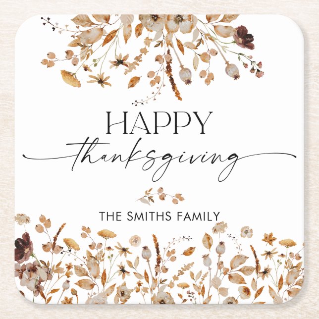 Fall Leaves Thanksgiving Dinner Underlägg Papper Kvadrat (Framsidan)