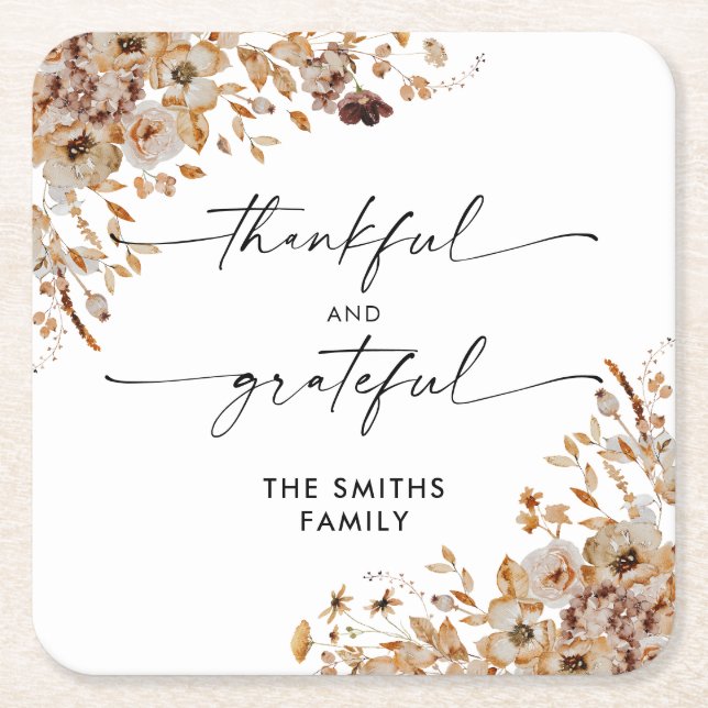 Fall Leaves Thanksgiving Dinner Underlägg Papper Kvadrat (Framsidan)
