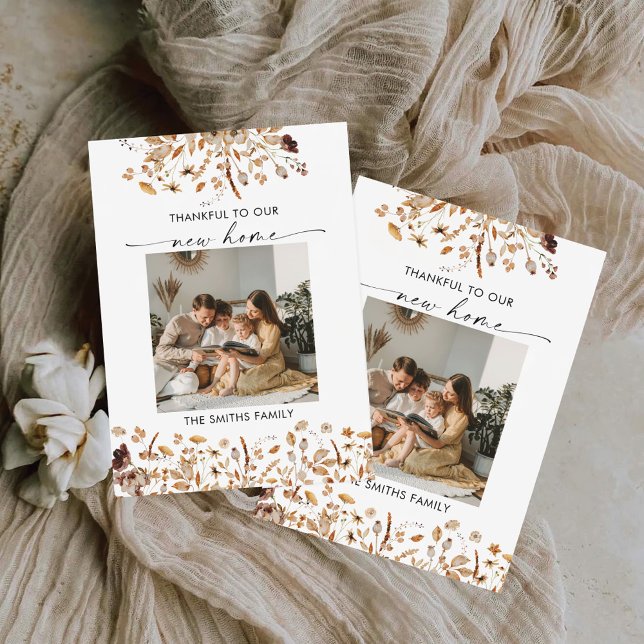 Fall Leaves Thanksgiving Flat Announcement Card Meddelande (Skapare uppladdad)