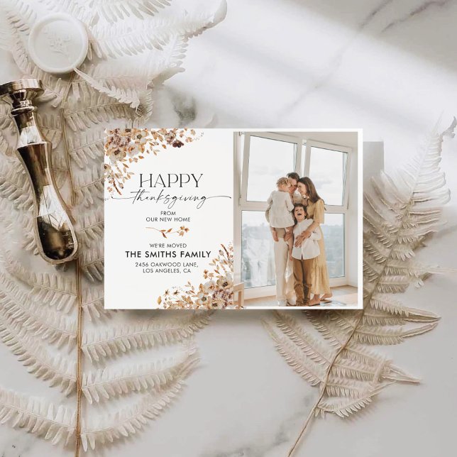 Fall Leaves Thanksgiving Flat Announcement Card Meddelande (Skapare uppladdad)