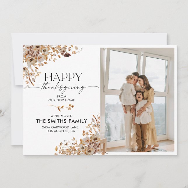 Fall Leaves Thanksgiving Flat Announcement Card Meddelande (Framsida)