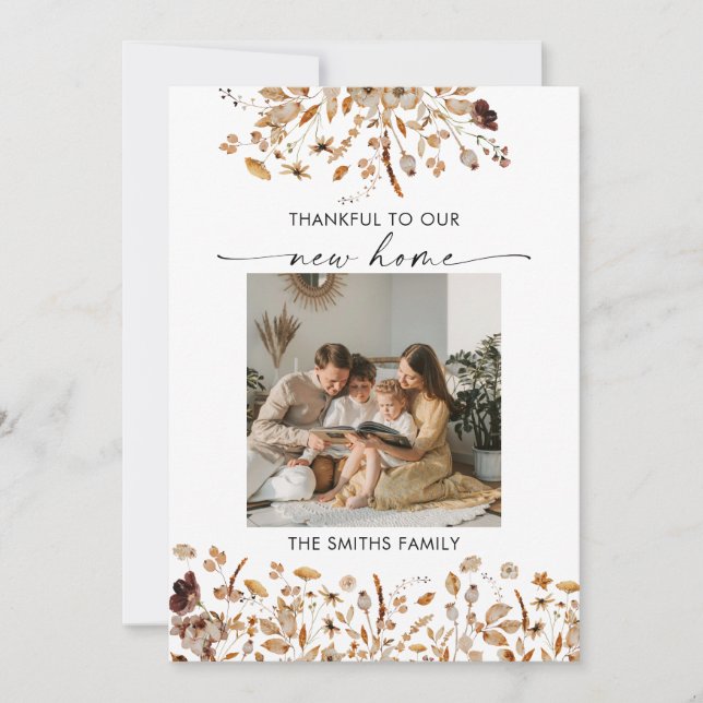 Fall Leaves Thanksgiving Flat Announcement Card Meddelande (Framsida)