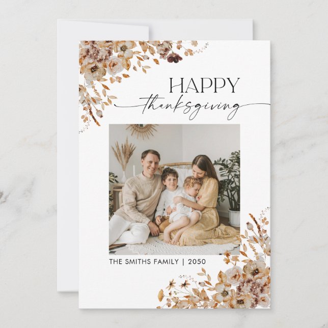 Fall Leaves Thanksgiving Flat Holiday Card Julkort (Framsida)