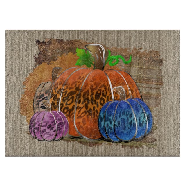 Fall Leopard Print Autumn Pumpkins On Plaid (Framsidan)
